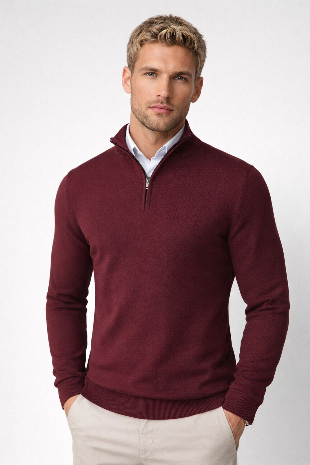 Killian Men’s Half-Zip Sweater – Soft Knit Jumper with Modern High Collar Design