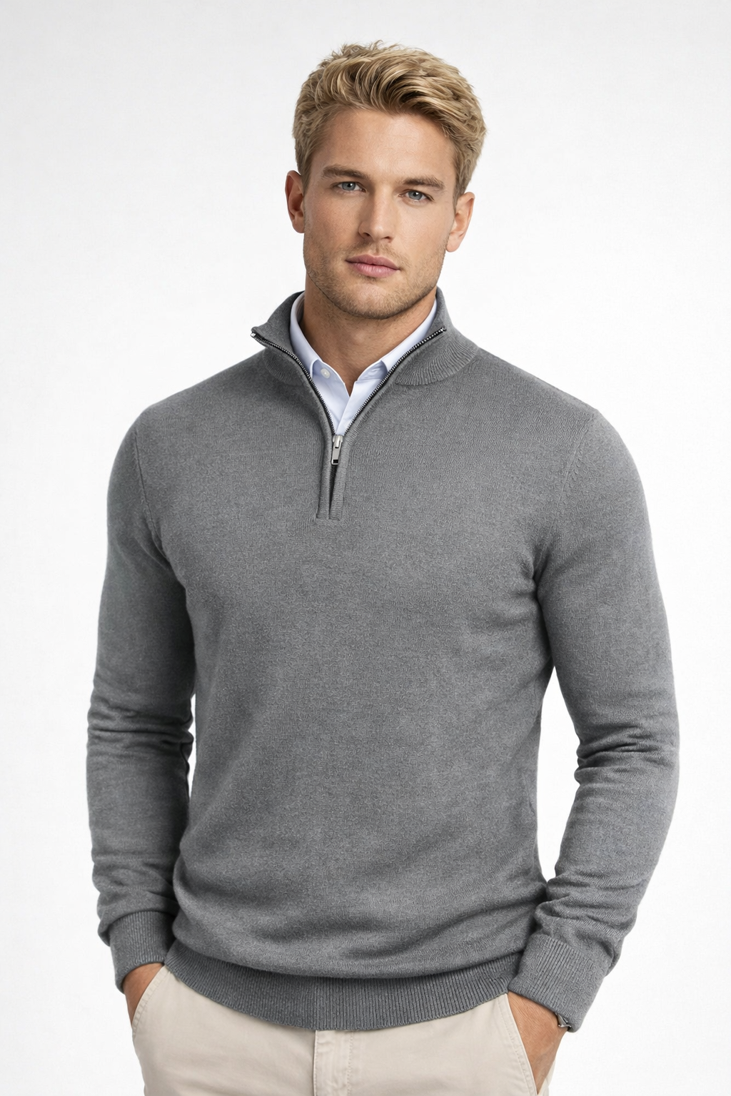 Killian Men’s Half-Zip Sweater – Soft Knit Jumper with Modern High Collar Design