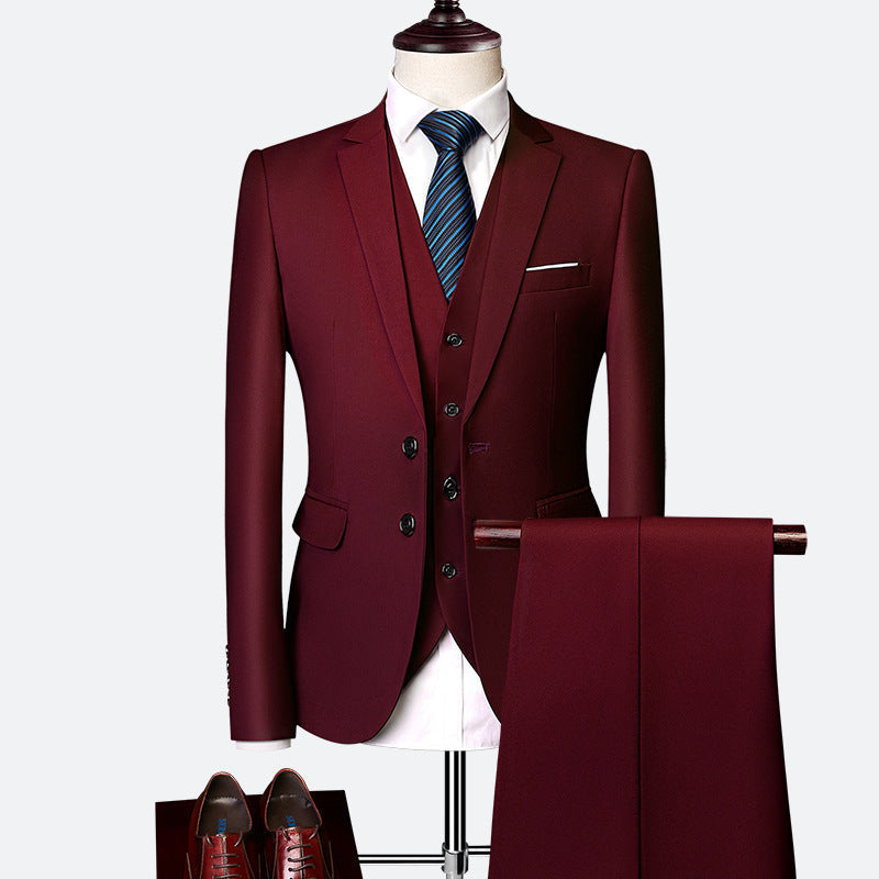 Vincent Men's 3-Piece Suit – Slim Fit Formal Suit with Vest for Weddings & Business