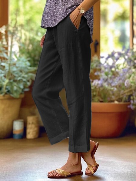 Eloise Women's Linen Wide Leg Pants – Lightweight Relaxed Fit Summer Trousers