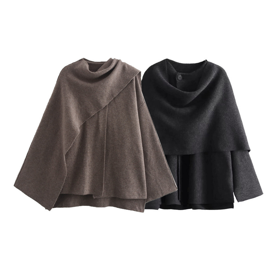 Cyril Women's Poncho – Asymmetric Wool Design, Chic and Perfect for Winter Warmth
