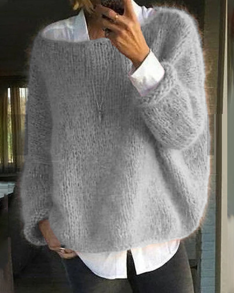Emilia Women's Soft Knit Sweater – Long Sleeve Crew Neck Pullover for Everyday Comfort