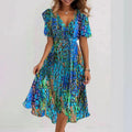 Clara Women’s Short Sleeve Dress – Elegant Casual Midi Dress with Flattering Fit