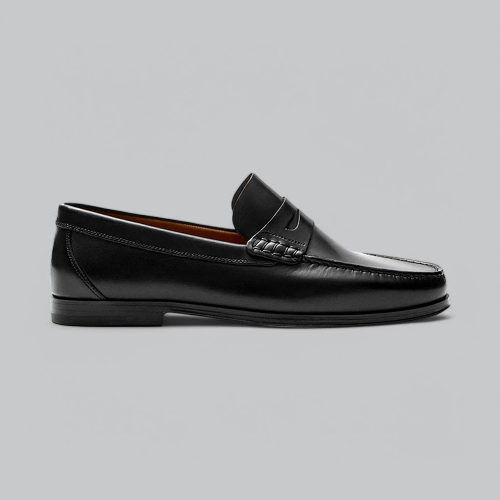 Hugo Men's Leather Loafers – Slip-On Dress Shoes with Rubber Sole