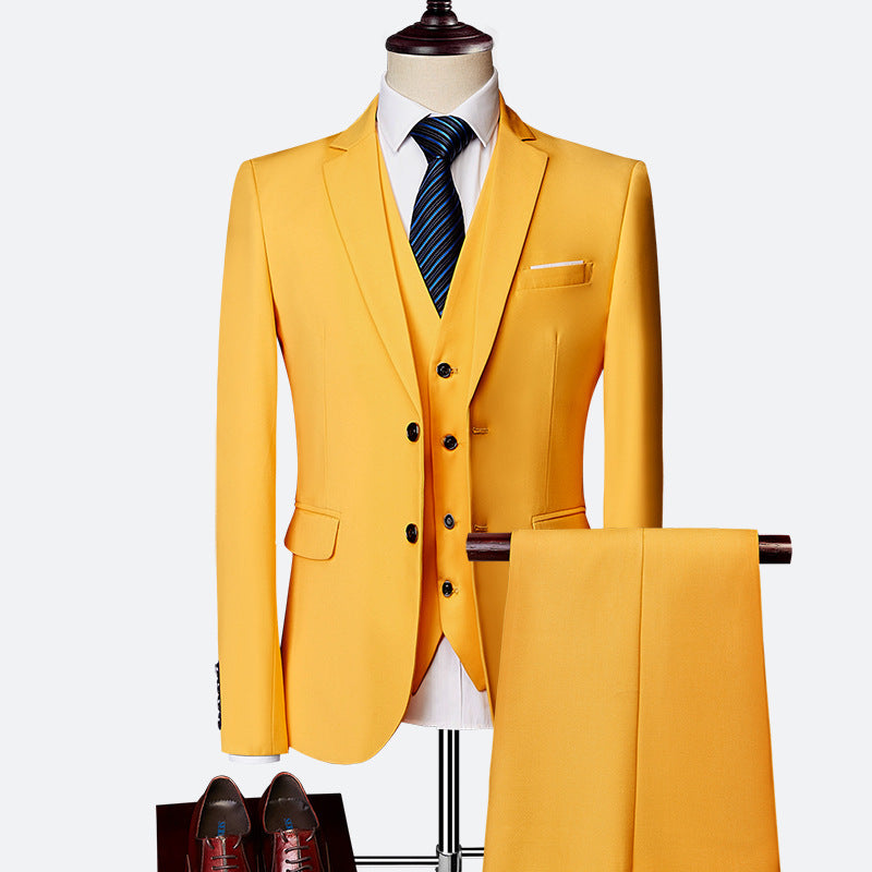 Vincent Men's 3-Piece Suit – Slim Fit Formal Suit with Vest for Weddings & Business