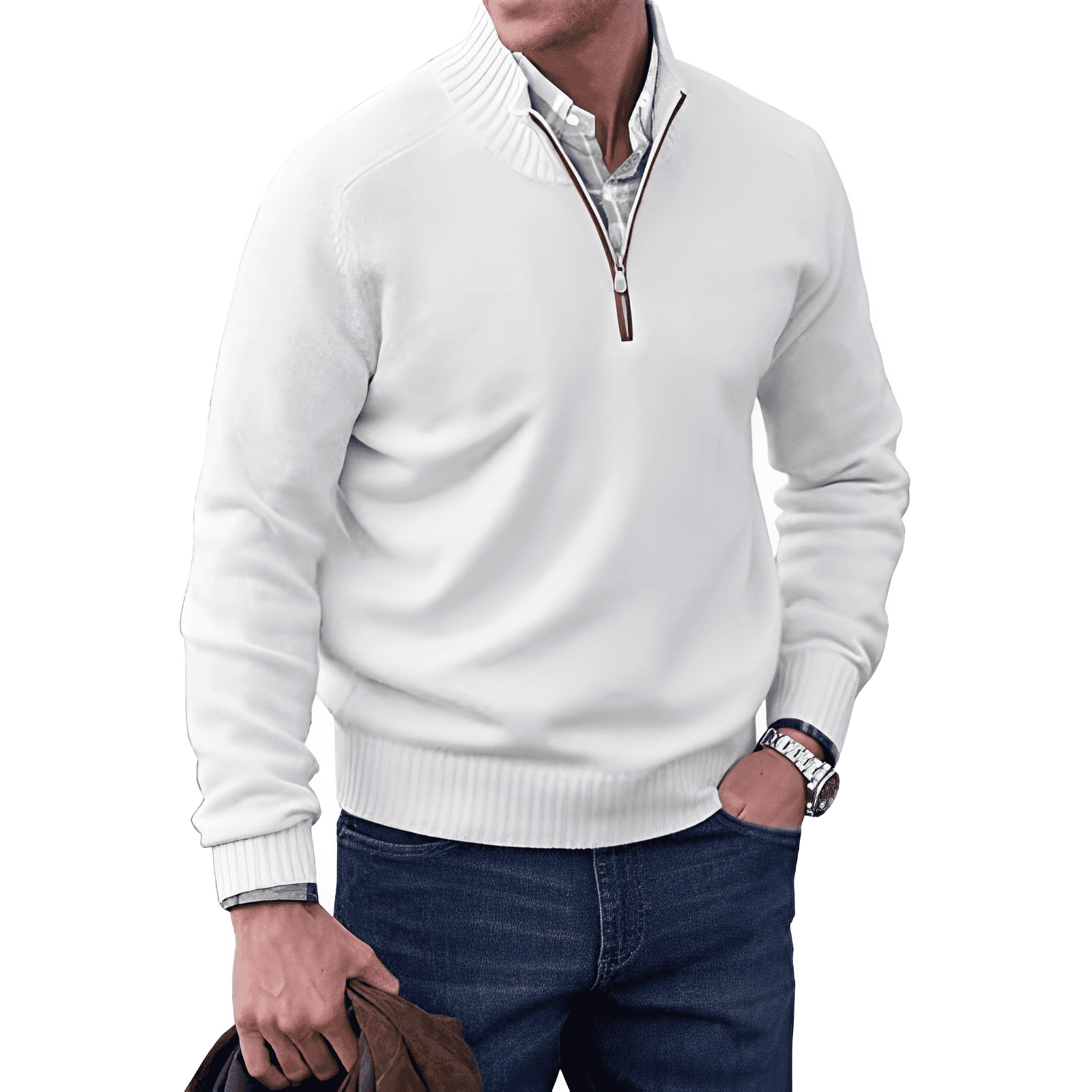 Gavin Men's Half-Zip Knit Sweater – Soft Cashmere-Feel Pullover with Mock Neck & Modern Fit