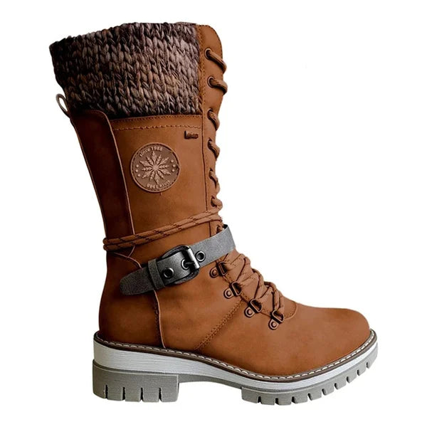 Autumn Women's Tall Winter Boots – Insulated Zip-Up Boots with Warm Lining & Adjustable Lace-Up Design