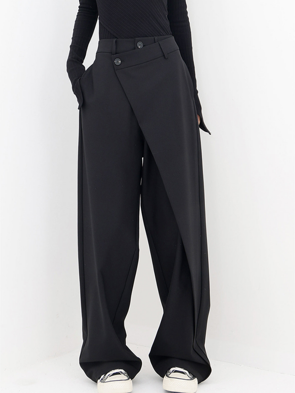 Mariel Women’s Wide-Leg Pants – High-Waist Asymmetric Baggy Trousers
