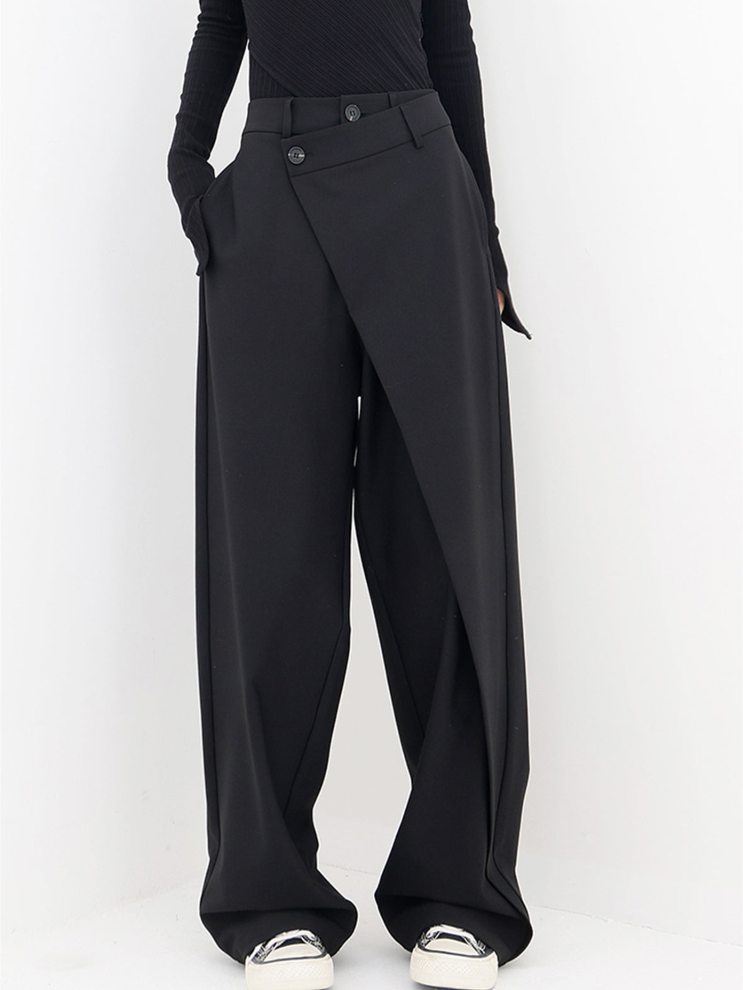 Mariel Women’s Wide-Leg Pants – High-Waist Asymmetric Baggy Trousers