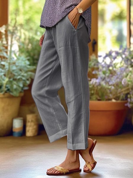 Eloise Women's Linen Wide Leg Pants – Lightweight Relaxed Fit Summer Trousers