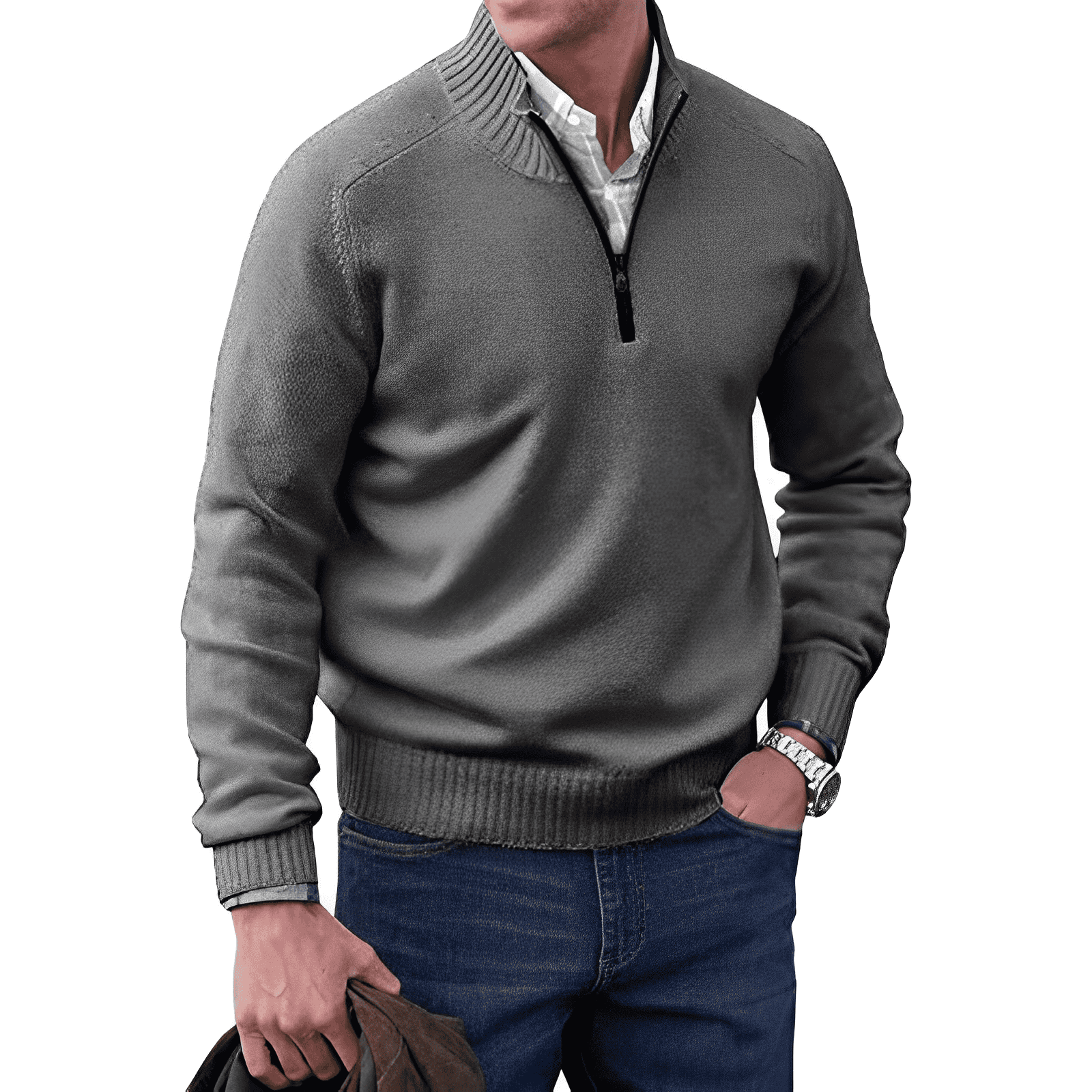 Gavin Men's Half-Zip Knit Sweater – Soft Cashmere-Feel Pullover with Mock Neck & Modern Fit