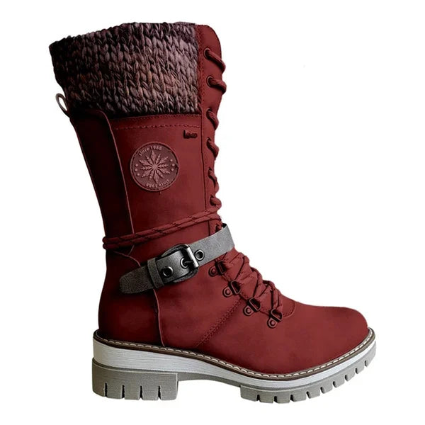 Autumn Women's Tall Winter Boots – Insulated Zip-Up Boots with Warm Lining & Adjustable Lace-Up Design