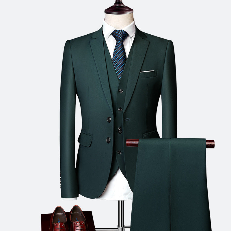 Vincent Men's 3-Piece Suit – Slim Fit Formal Suit with Vest for Weddings & Business
