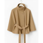 Katie Women's Cape Coat – High Collar & Adjustable Belt for Sophisticated Winter Warmth