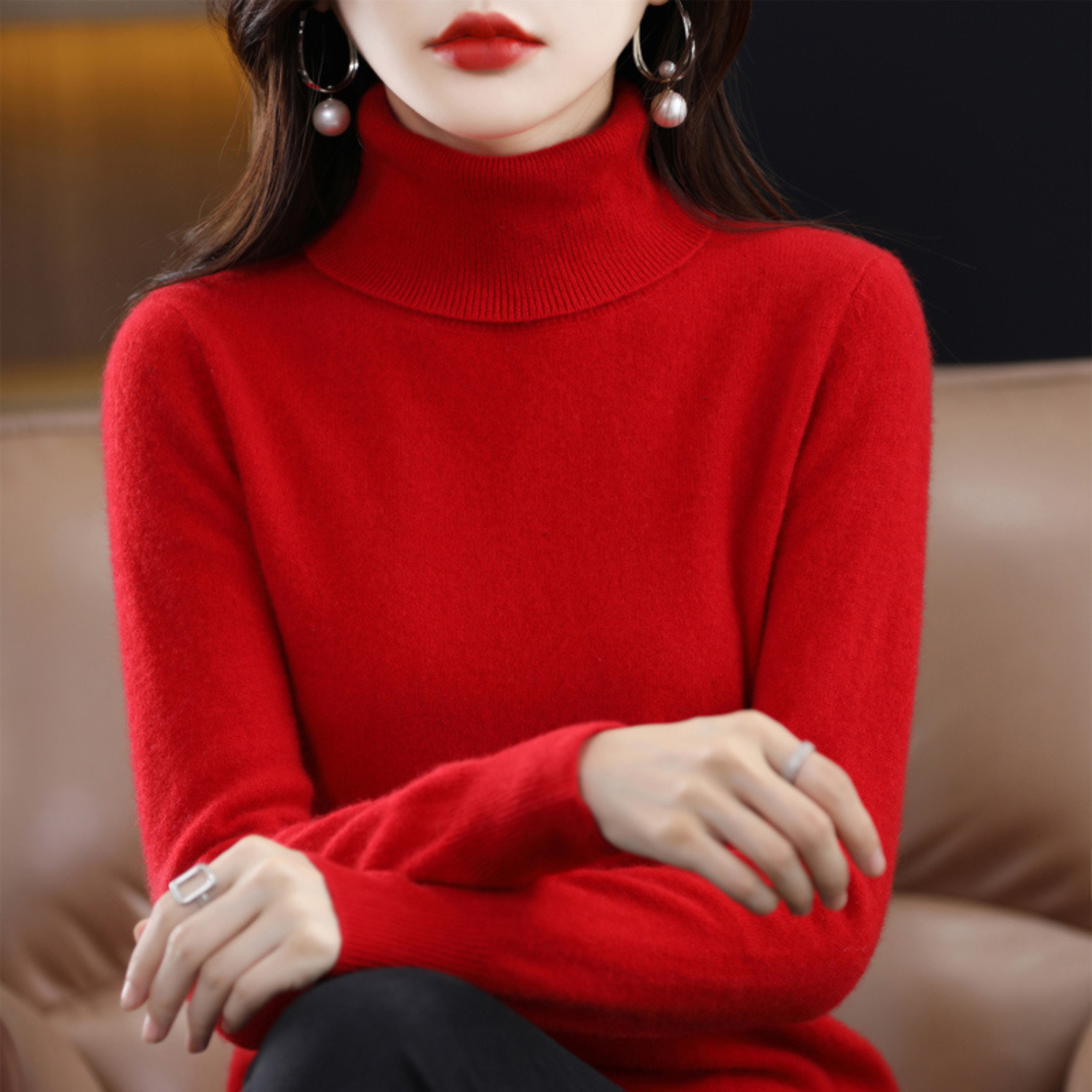 Cressida Women's Cashmere Turtleneck Sweater – Premium Soft Knit with Lightweight Warmth