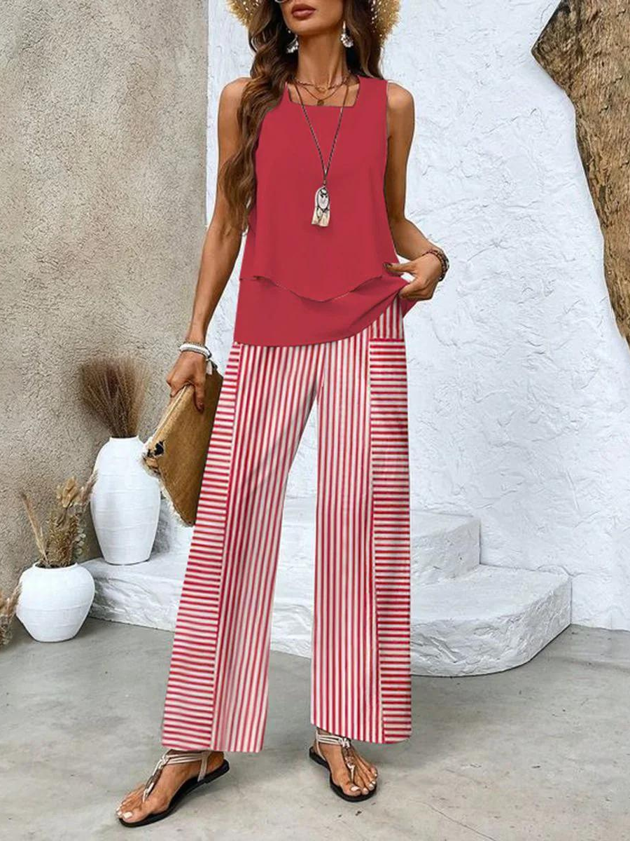 Elodie Women's Floral Two-Piece Set – Elegant Printed Top & Flattering Pants Outfit