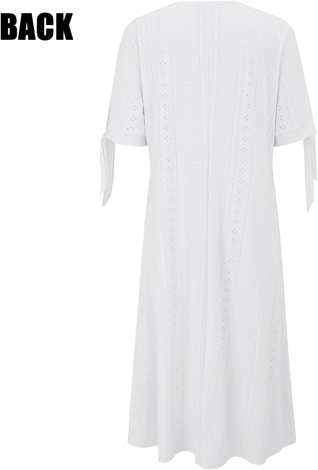 Maren Women's Eyelet V-Neck Maxi Dress with Tie Sleeves and Pockets