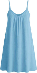 Amélie Cotton Linen Swing Dress – Sleeveless Spaghetti Strap Mini Sundress