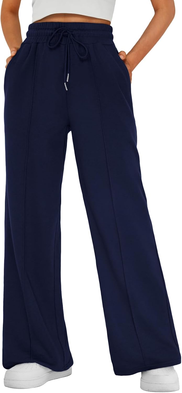 Reginald Women's Wide-Leg Sweatpants – High-Rise Waist, Drawstring & Side Slip Pockets