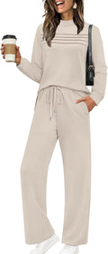 Fiona Women's Two-Piece Lounge Set – Long-Sleeve Top & Wide-Leg Cropped Trousers