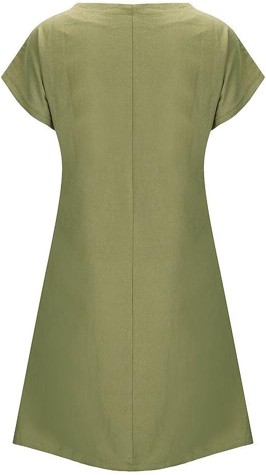 Mireille Floral Print Linen Blend T-Shirt Dress – V-Neck Short Sleeve Mini