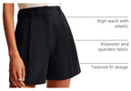 Celine - High Waist Tailored Pleated Shorts with Pockets for Smart Casual Summer Style