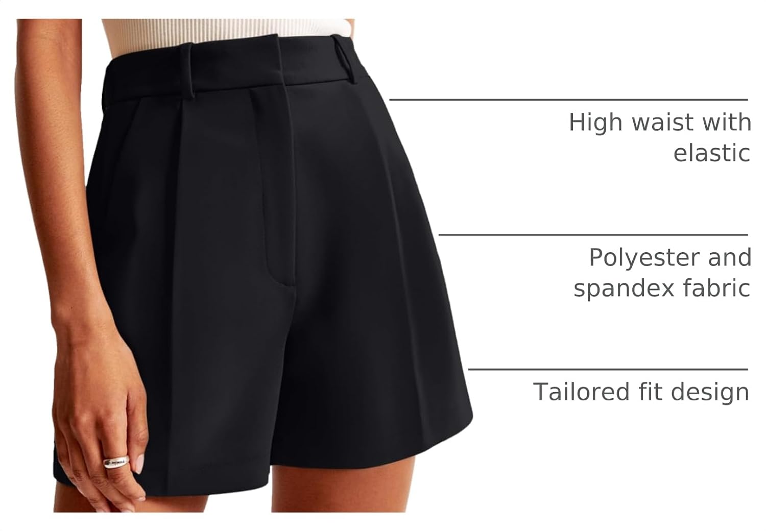Celine - High Waist Tailored Pleated Shorts with Pockets for Smart Casual Summer Style