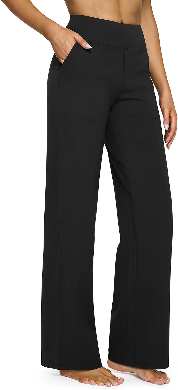 Émilienne Women's High-Waisted Wide Leg Performance Pants with Pockets