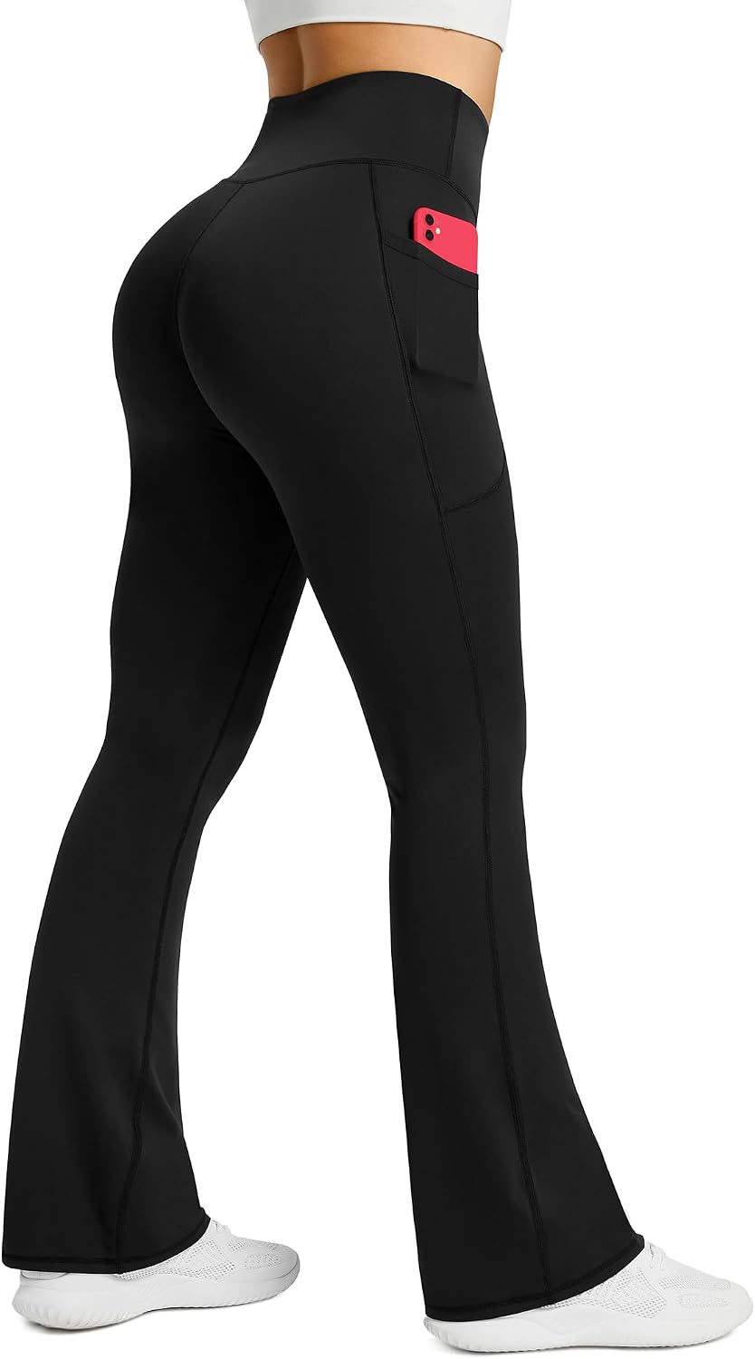 Sabine Women's High-Waisted Flared Yoga Pants with Side Pockets