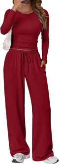 Miles Women's Two-Piece Lounge Set – Ruched Long-Sleeve Top & Wide-Leg Pants