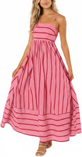 Seraphina Women's Striped Maxi Dress with Smocked Back, Cut-Out Detail & Pockets