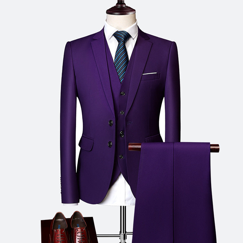 Vincent Men's 3-Piece Suit – Slim Fit Formal Suit with Vest for Weddings & Business