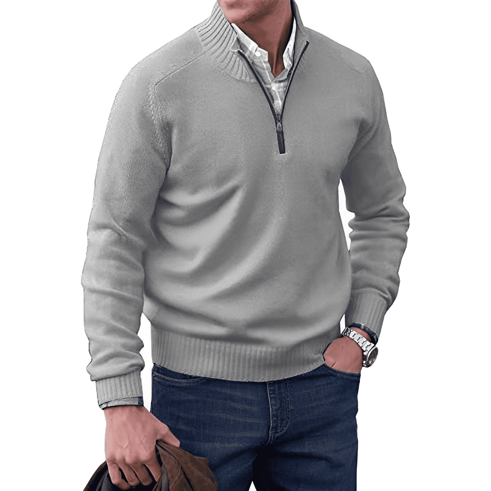 Gavin Men's Half-Zip Knit Sweater – Soft Cashmere-Feel Pullover with Mock Neck & Modern Fit
