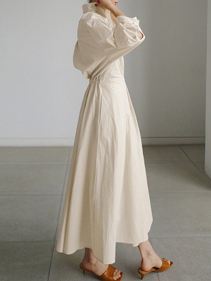 Lucie Women’s Midi Dress – Elegant Buttoned Dress with Flattering Fit & Lightweight Fabric
