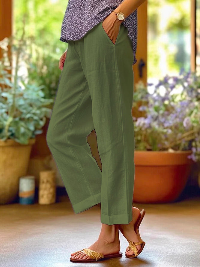 Lotte Women’s Linen Trousers – Lightweight Wide Leg Summer Pants for Casual Chic Style
