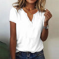Brielle Women's V-Neck Blouse – Lightweight Breathable Top with Relaxed Fit for Everyday Summer Style