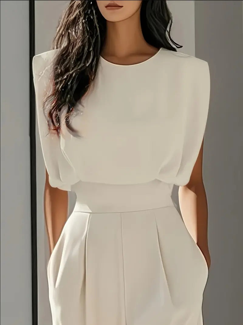 Giselle Women's High-Waisted Straight Leg Jumpsuit – Elegant Lightweight One-Piece Outfit