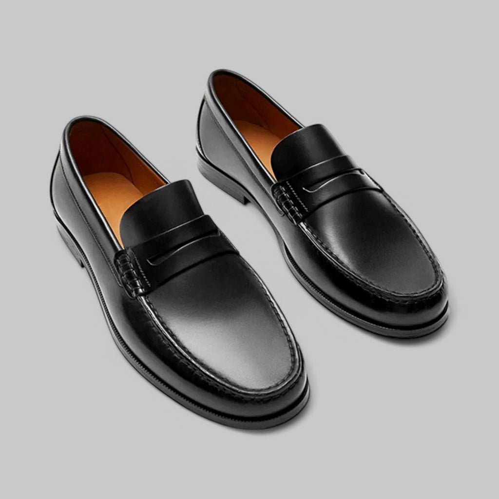 Hugo Men's Leather Loafers – Slip-On Dress Shoes with Rubber Sole