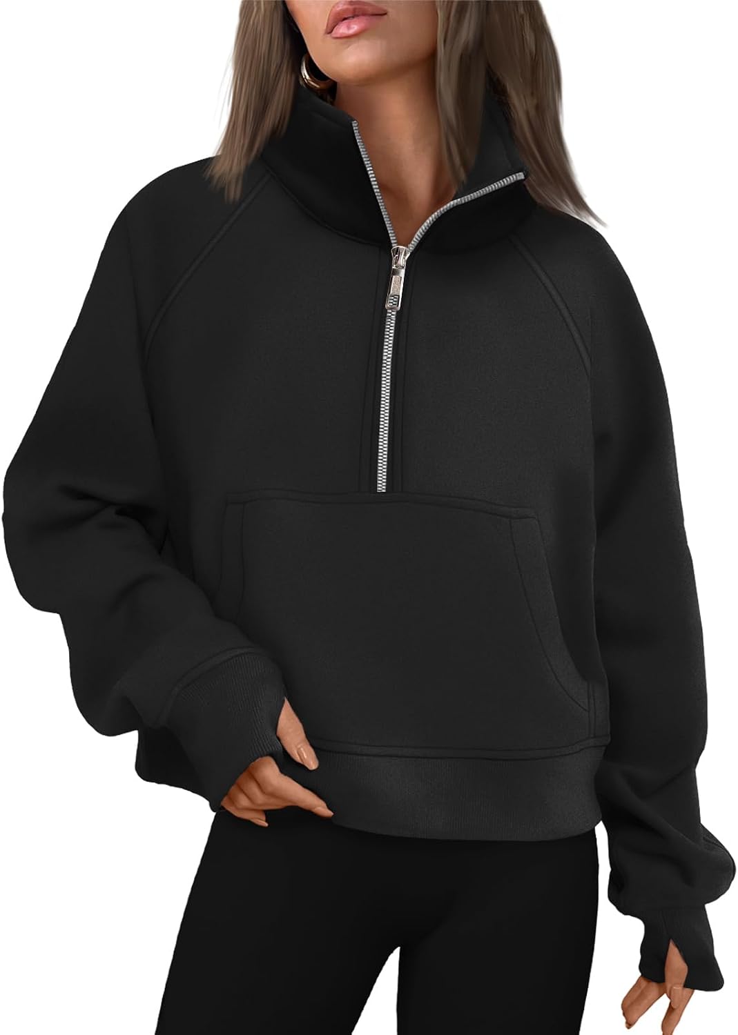 Clive Women's Fleece-Lined Hoodie – Dropped-Shoulder Design, Thumb Holes & Front Pouch Pocket