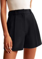 Celine - High Waist Tailored Pleated Shorts with Pockets for Smart Casual Summer Style