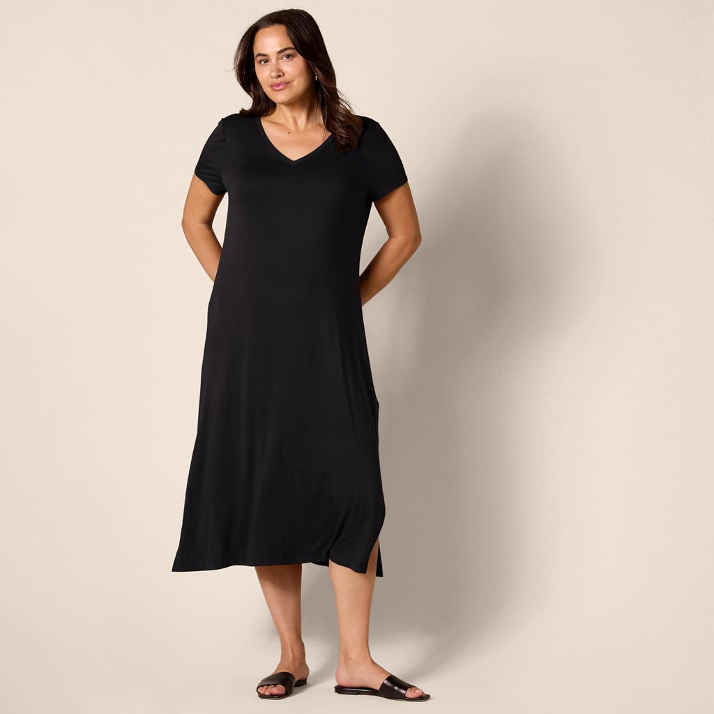 Élise Women's V-Neck Jersey Midi Dress with Side Slits