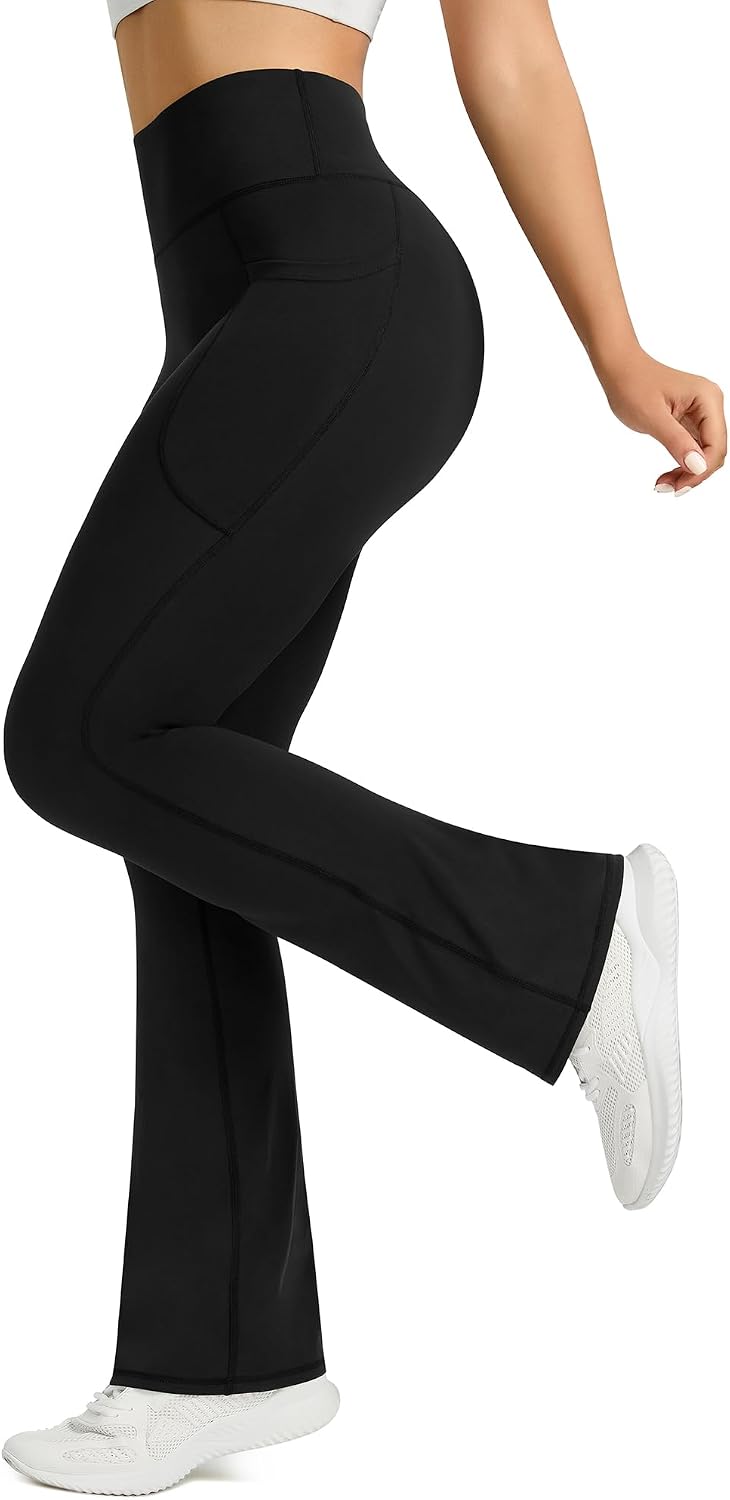 Sabine Women's High-Waisted Flared Yoga Pants with Side Pockets