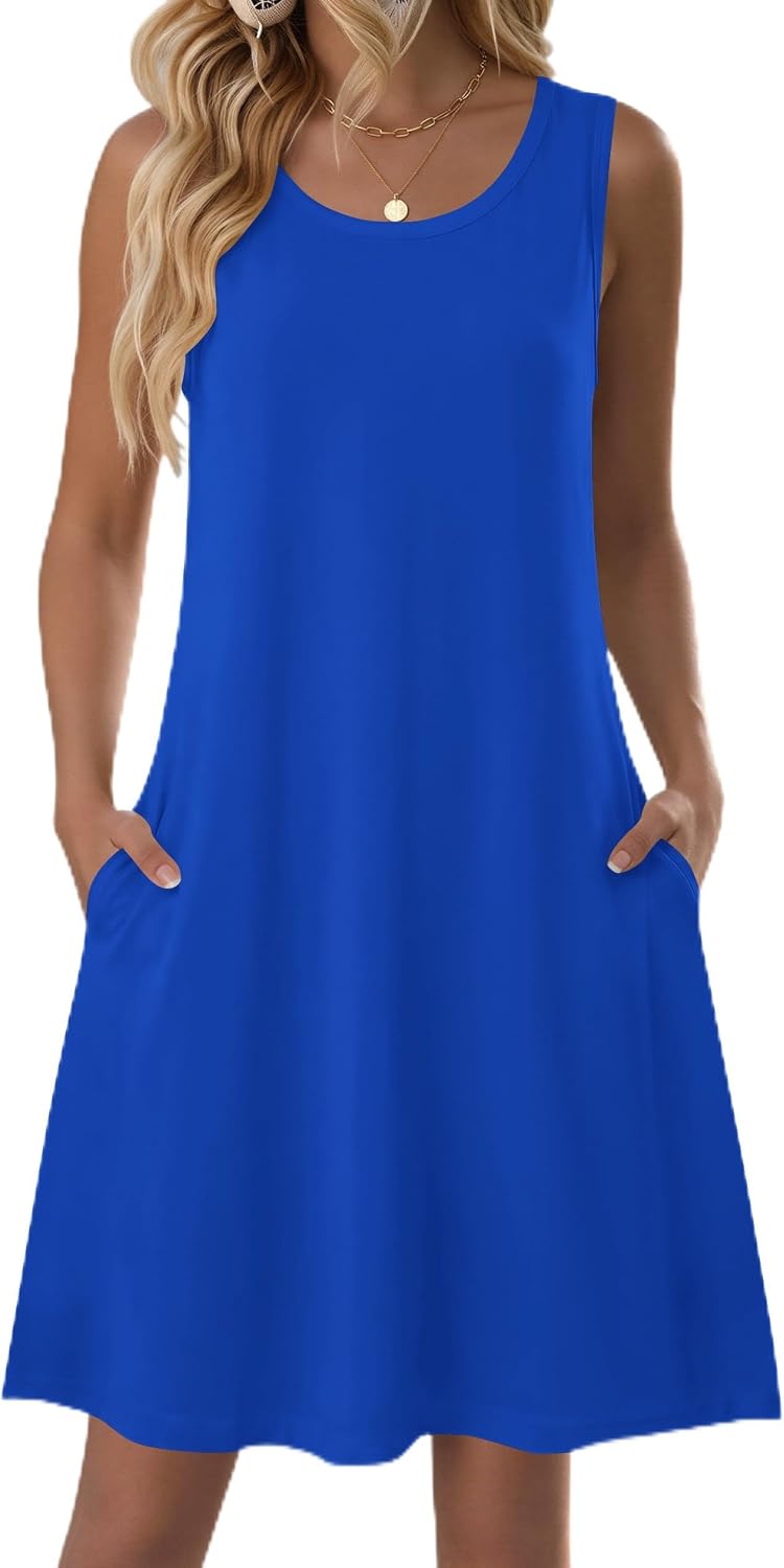 Arlette Women's Sleeveless Floral Swing Dress with Side Pockets & Relaxed A-Line Fit