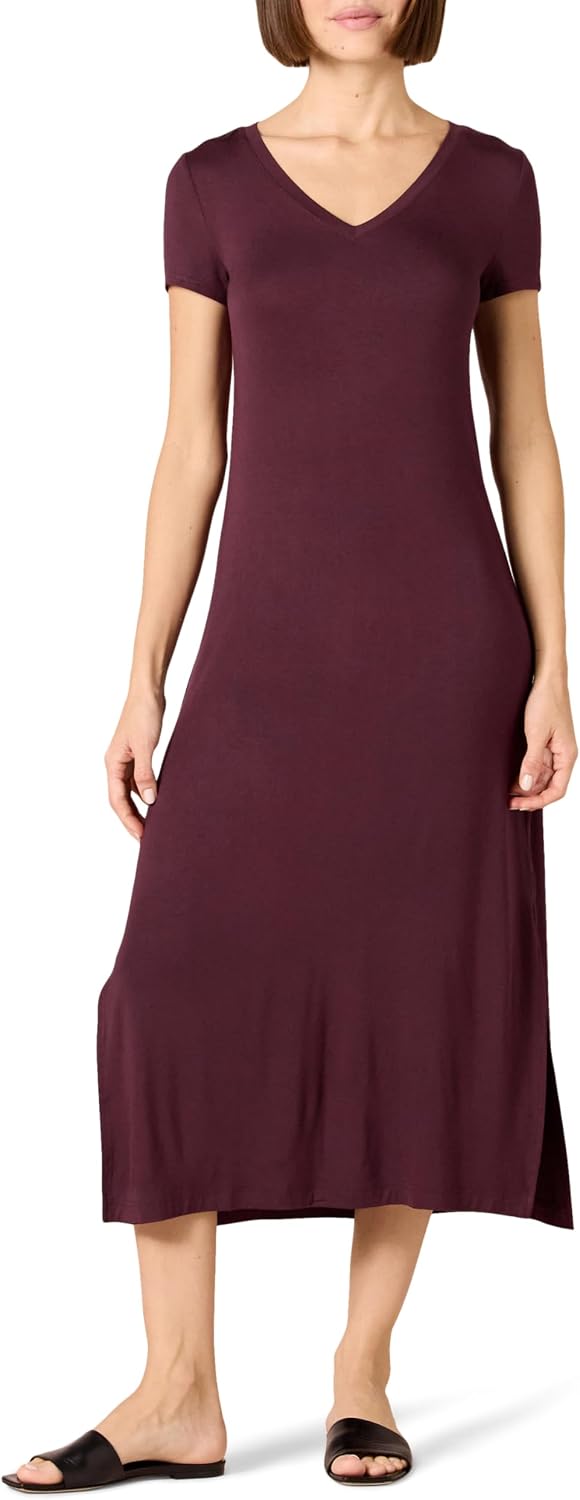 Élise Women's V-Neck Jersey Midi Dress with Side Slits