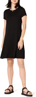 Roseline Women's Short Sleeve A-Line Swing Dress with Crew Neck