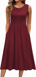 Lysandra Women's Sleeveless A-Line Midi Dress with Pockets