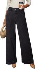 Cara Women's High-Waisted Jeans – Straight Wide Leg, Stretch Denim & 5 Handy Pockets