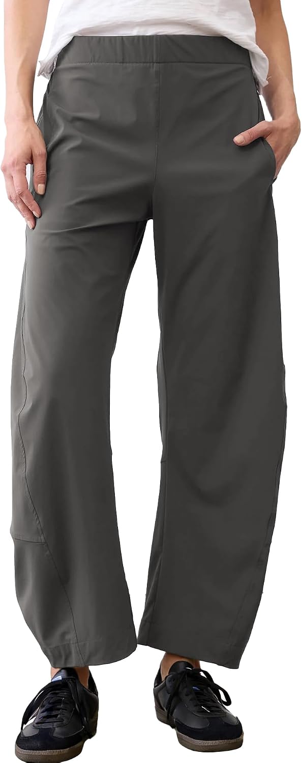 Violette Women's Barrel Leg Travel Pants with Hidden Elastic Waist & Side Pockets