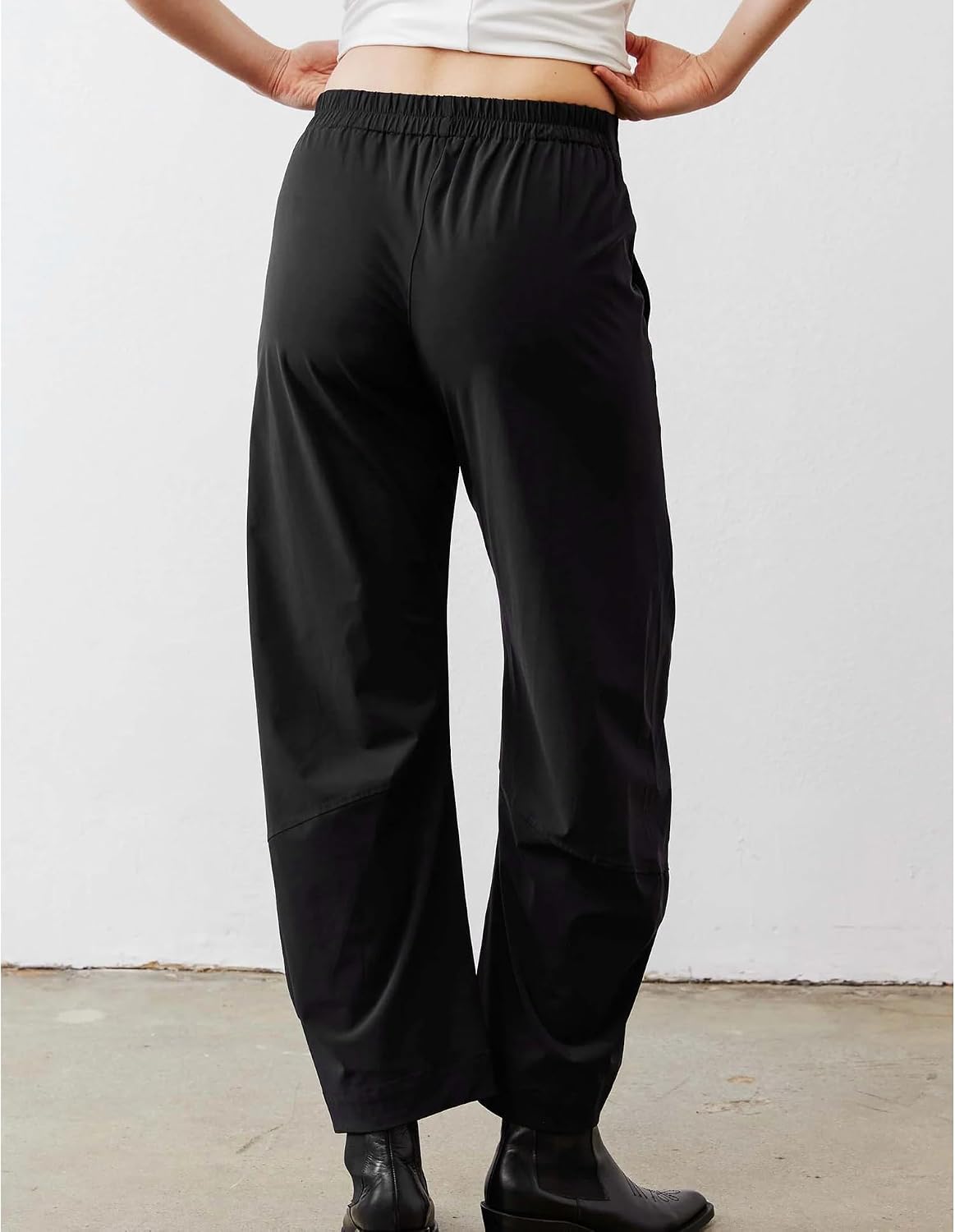Violette Women's Barrel Leg Travel Pants with Hidden Elastic Waist & Side Pockets