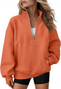 Isabella Women's Oversized 1/4-Zip Sweatshirt – Mock Neck, Fleece-Lined Interior & Handy Pockets